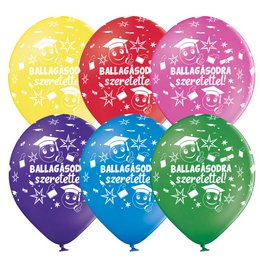 11 inch-es Ballagásodra Szeretettel Smile Face Assortment Lufi (6 db/csomag)