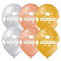 11 inch-es Ballagásodra Szeretettel Tarisznyás Metallic Assortment Lufi (6 db/csomag)