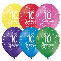Boldog 10. Szülinapot Assortment Szülinapi Latex (Gumi) Lufi, 25 db, 28 cm