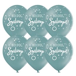 11 inch-es Boldog Szülinapot Dots & Sparkles Antique Blue Lufi (6 db/csomag)