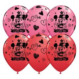 11 inch-es Mickey & Minnie I Love You Red & Rose Szerelmes Lufi (25 db/csomag)