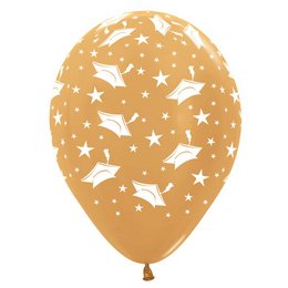 12 inch-es Ballagási Kalapok Arany Fehér Lufi (25 db/csomag)