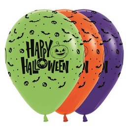 12 inch-es Happy Halloween - Halloween Ikon Mintás Lufi (25 db/csomag)