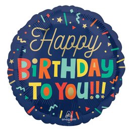 18 inch-es Happy Birthday Bright Blocks Szülinapi Fólia Lufi