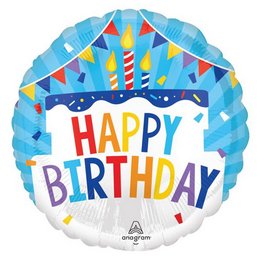 18 inch-es Happy Birthday Cake Szülinapi Fólia Lufi