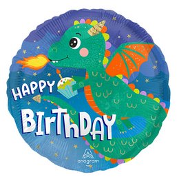 18 inch-es Happy Birthday Cute Dragon Szülinapi Fólia Lufi