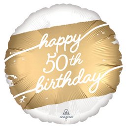 18 inch-es Happy Birthday Golden 50 Szülinapi Fólia Lufi