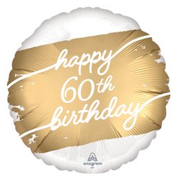 18 inch-es Happy Birthday Golden 60 Szülinapi Fólia Lufi