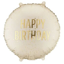 18 inch-es Happy Birthday Krém Arany Pöttyös Szülinapi Fólia Lufi
