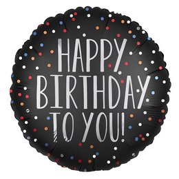 18 inch-es Happy Birthday To You Satin Dots Szülinapi Fólia Lufi