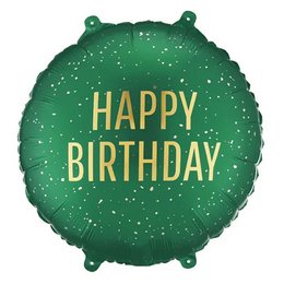 18 inch-es Happy Birthday Zöld Arany Pöttyös Szülinapi Fólia Lufi