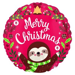 18 inch-es Lajhár - Sloth Christmas Fólia Lufi Karácsonyra
