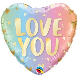 18 inch-es Love You Pastel Ombre & Hearts Szív Fólia Lufi