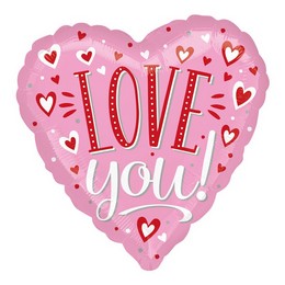 18 inch-es Love You Pink Piros Fehér Szívecskés Szív Fólia Lufi Valentin-napra