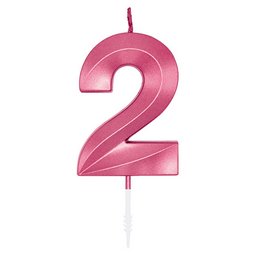 2-es Metál Rózsaszín Szülinapi Számgyertya