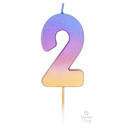 2-es Szivárvány Ombre Színű Szülinapi Gyertya - 7 cm-es