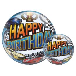 22 inch-es Happy Birthday Race Car Confetti Szülinapi Bubble Lufi