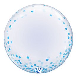 24 inch-es Kék Konfetti Pöttyös Mintás - Blue Confetti Dots Deco Bubbles Lufi