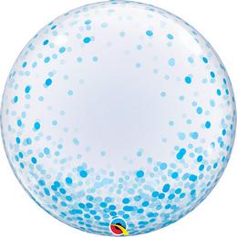 24 inch-es Kék Konfetti Pöttyös Mintás Deco Bubble Lufi