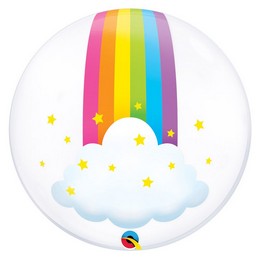 24 inch-es Rainbow Clouds - Szivárvány Felhőkkel Mintás Lufi