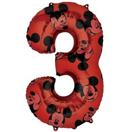 26 inch-es Mickey Egér - Mickey Mouse Mintás Number 3 Red Számos Fólia Lufi