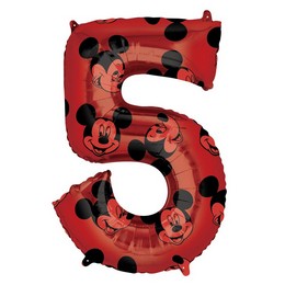 26 inch-es Mickey Egér - Mickey Mouse Mintás Number 5 Red Számos Fólia Lufi