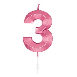 3-as Metál Rózsaszín Szülinapi Számgyertya