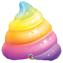 30 inch-es Rainbow Poop Sparkles - Színes Kaki Super Shape Héliumos Fólia Lufi