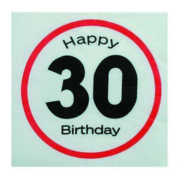 Happy Birthday 30-as Sebességkorlátozó Szülinapi Parti Szalvéta - 33 x 33 cm, 20 db-o