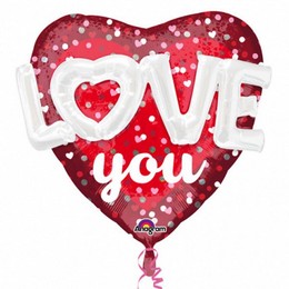 36 inch-es 3D - Love Hearts & Dots Szív Super Shape Fólia Lufi
