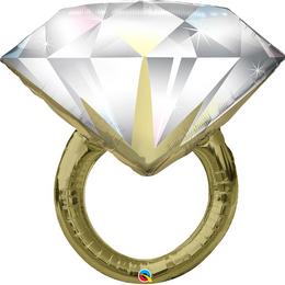 37 inch-es Diamond Wedding Ring Esküvői Fólia Lufi