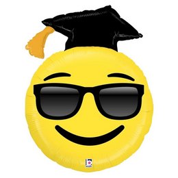 37 inch-es Emoji Smile Face Ballagási Kalapos Fólia Lufi