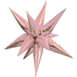 39 inch-es  3D Csillag Fólia Rózsaarany - Rose Gold Lufi