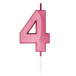 4-es Metál Rózsaszín Szülinapi Számgyertya