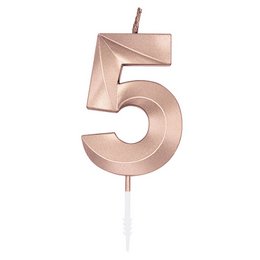 5-ös Metál Rosegold Szülinapi Számgyertya