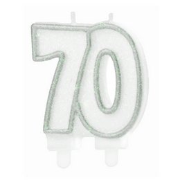 70-es Ezüst Fehér Szülinapi Parti Számgyertya