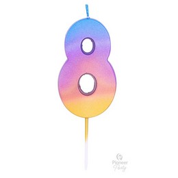 8-as Szivárvány Ombre Színű Szülinapi Gyertya - 7 cm-es