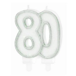 80-as Ezüst Fehér Szülinapi Parti Számgyertya