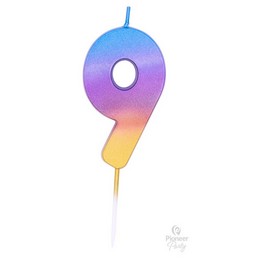 9-es Szivárvány Ombre Színű Szülinapi Gyertya - 7 cm-es