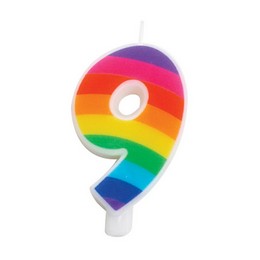9-es Szivárvány Színű Szülinapi Számgyertya
