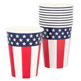 Amerikai Zászló Mintás Papír Parti Pohár - 210 ml, 10 db-os
