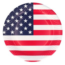 Amerikai Zászló Mintás Papír Parti Tányér - 23 cm, 10 db-os