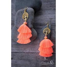 Arany életfa medálos rojtos fülbevaló - barack