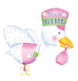 It is a Girl - Bundle of Joy Stork - Super Shape Fólia Lufi Babaszületésre