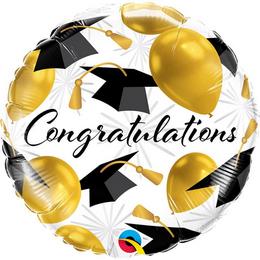 18 inch-es Congratulations Gold Balloons Ballagási Fólia Lufi