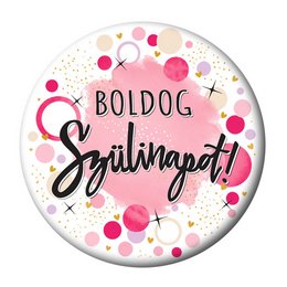 Boldog Szülinapot Dots & Sparkles Pink Szülinapi Kitűző - 5,5 cm