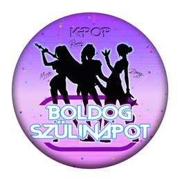 Boldog Szülinapot K-Pop Mintás Szülinapi Kitűző - 5,5 cm