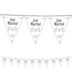 Just Married Feliratú Esküvői Zászlófüzér - 10 m