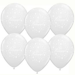 11 inch-es Sok Boldogságot Pearl White Esküvői Lufi (25 db/csomag)
