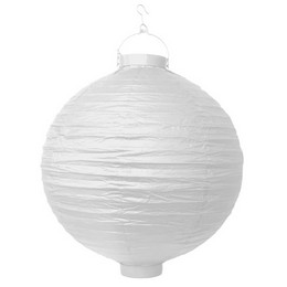 Fehér Színű Kerti Gömb Lampion Égővel - 30 cm